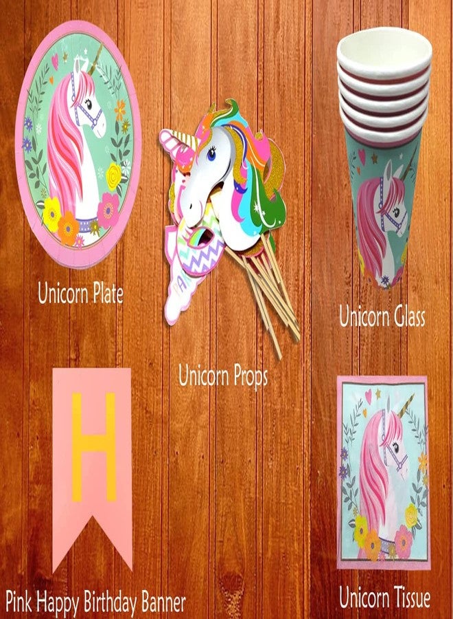 AMFIN® Unicorn Paper Plates/Unicorn Birthday Decoration/Unicorn Theme Birthday for Decoration/Unicorn Birthday Decoration for Girls - Pink - Image 5